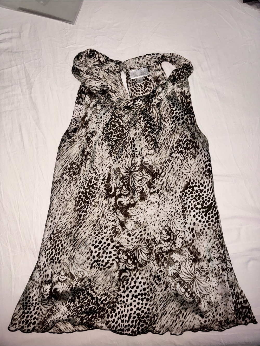 Women’s Dressbarn Sleeveless Animal Print Tank Top - Black & Cream